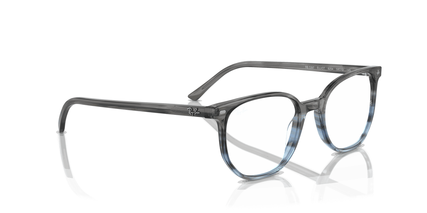 [Demo Lens Lenses, Polished Striped Grey & Blue Frame]