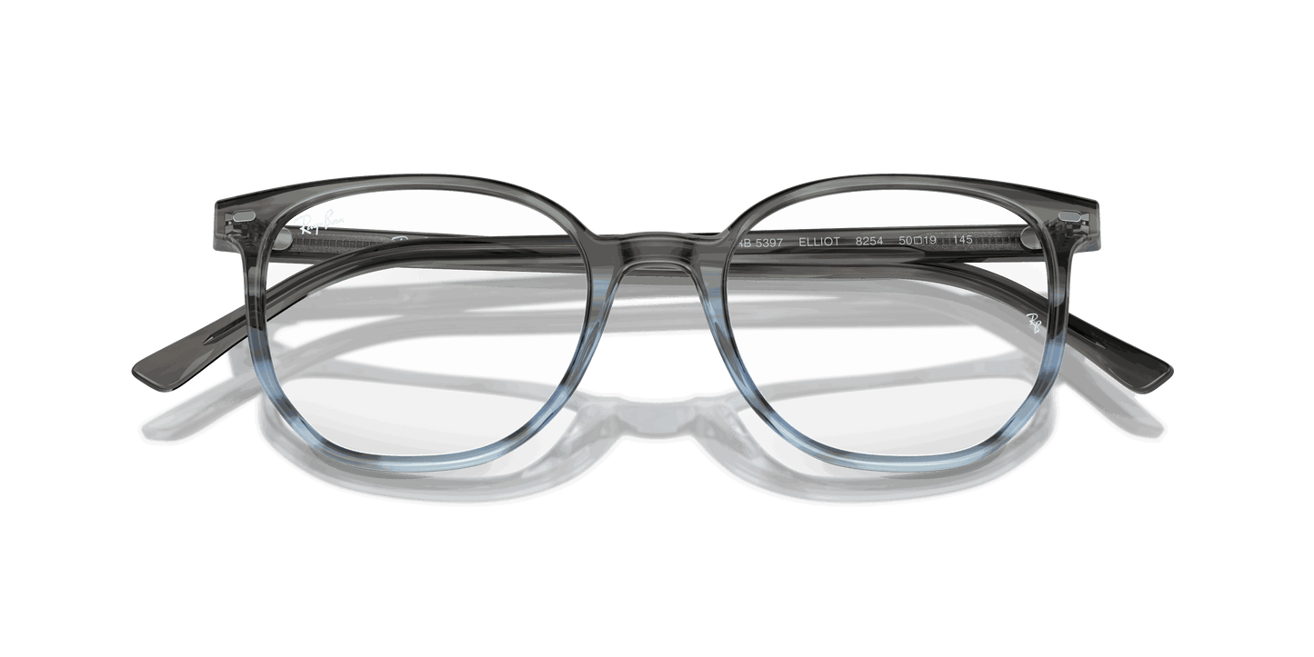 [Demo Lens Lenses, Polished Striped Grey & Blue Frame]