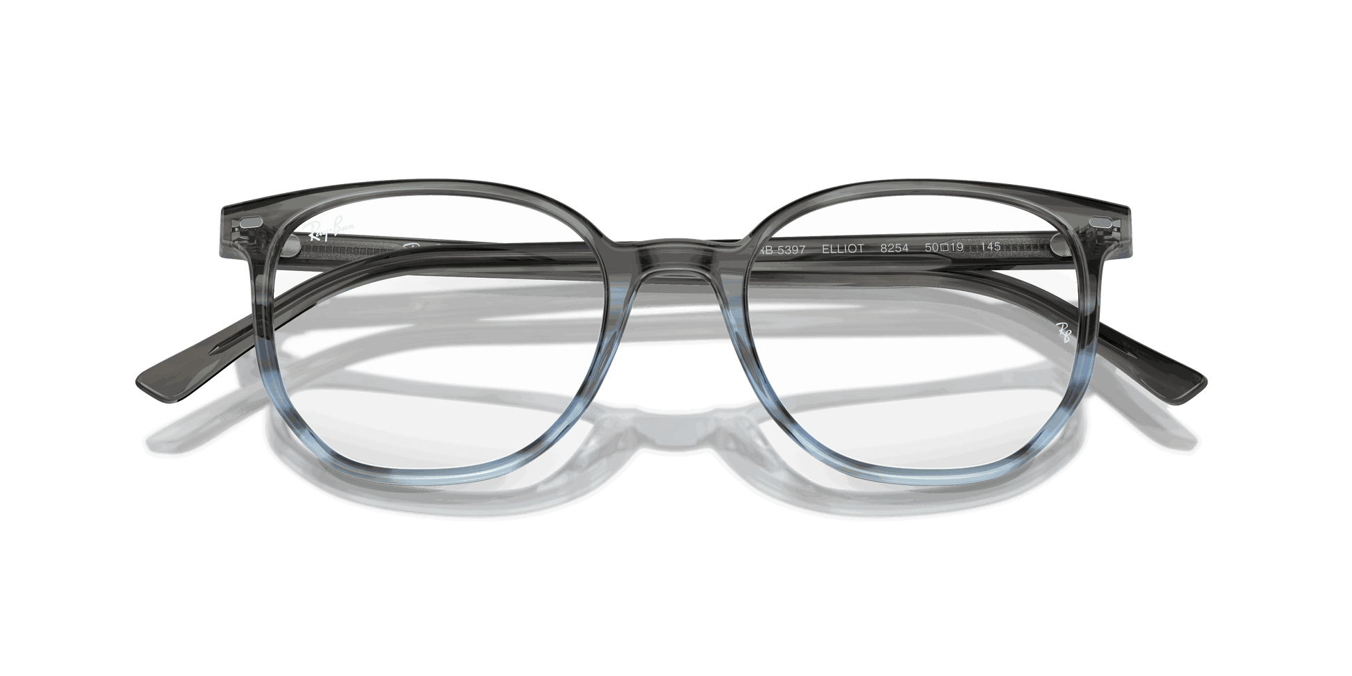 [Demo Lens Lenses, Polished Striped Grey & Blue Frame]