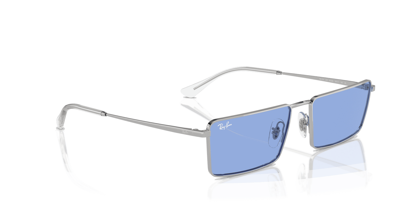 [Blue Lenses, Polished Silver Frame]