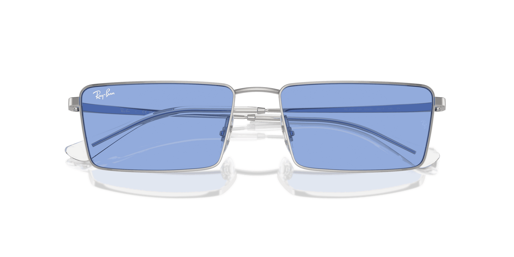 [Blue Lenses, Polished Silver Frame]