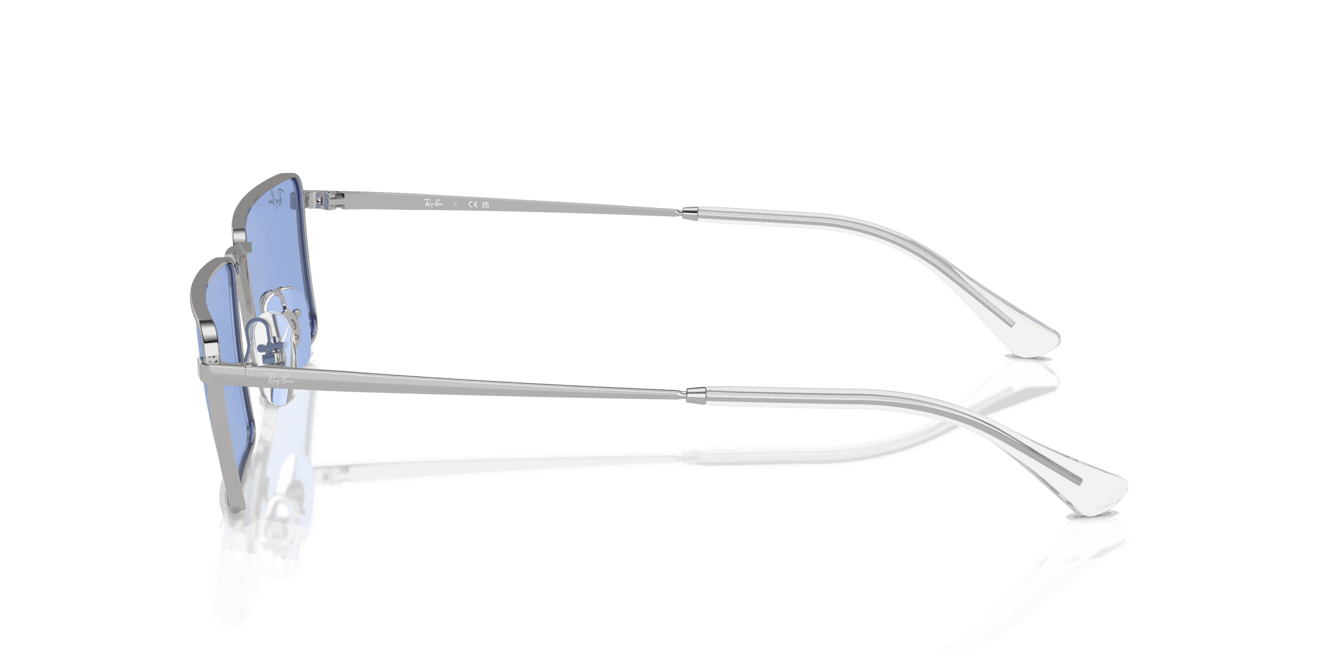 [Blue Lenses, Polished Silver Frame]
