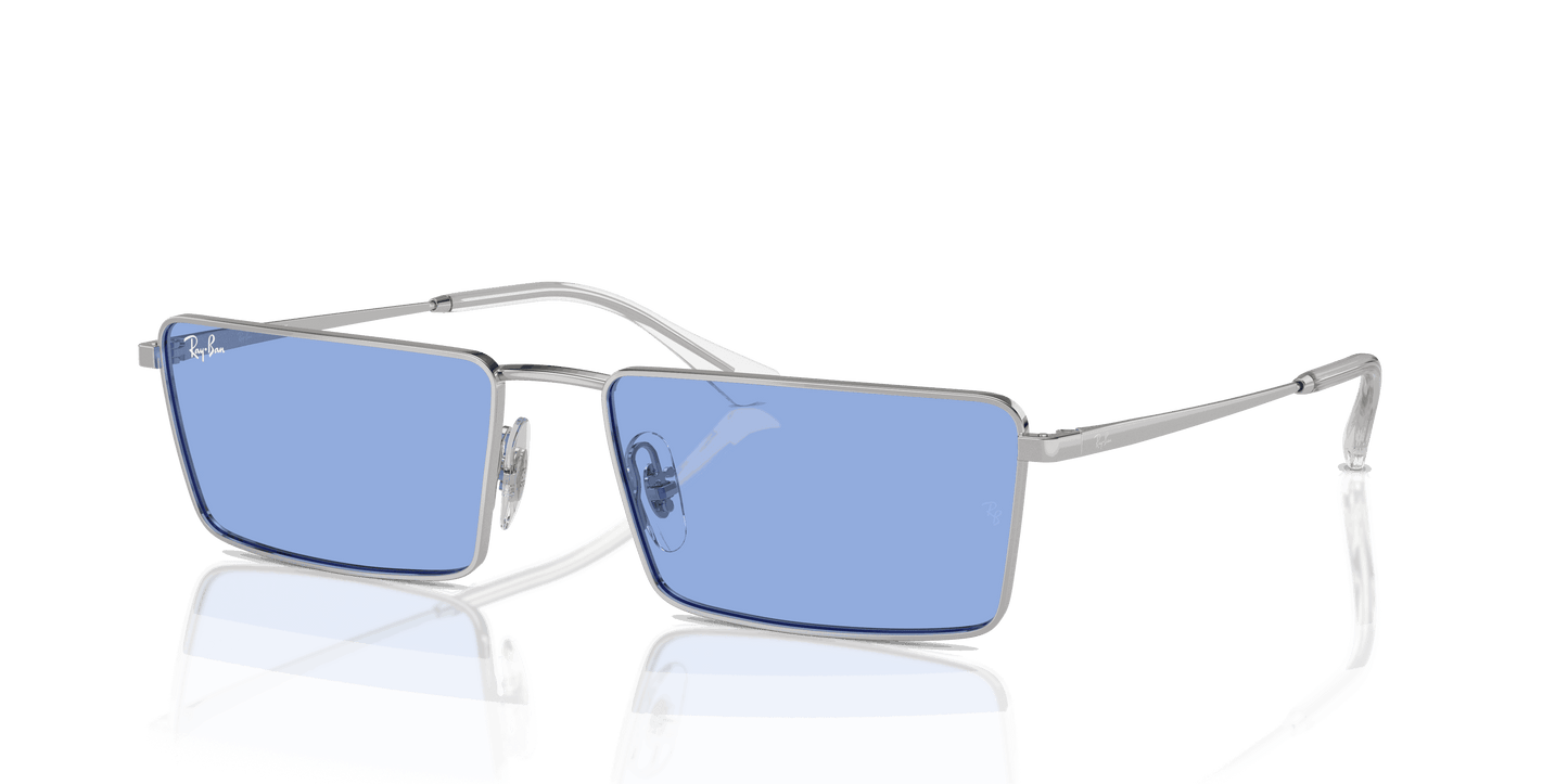 [Blue Lenses, Polished Silver Frame]