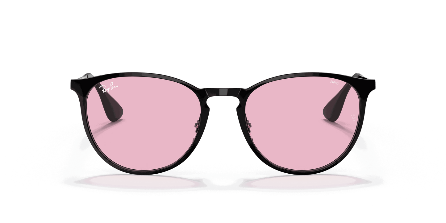 [Photochromic Pink Gradient Blue Lenses, Polished Black Frame]