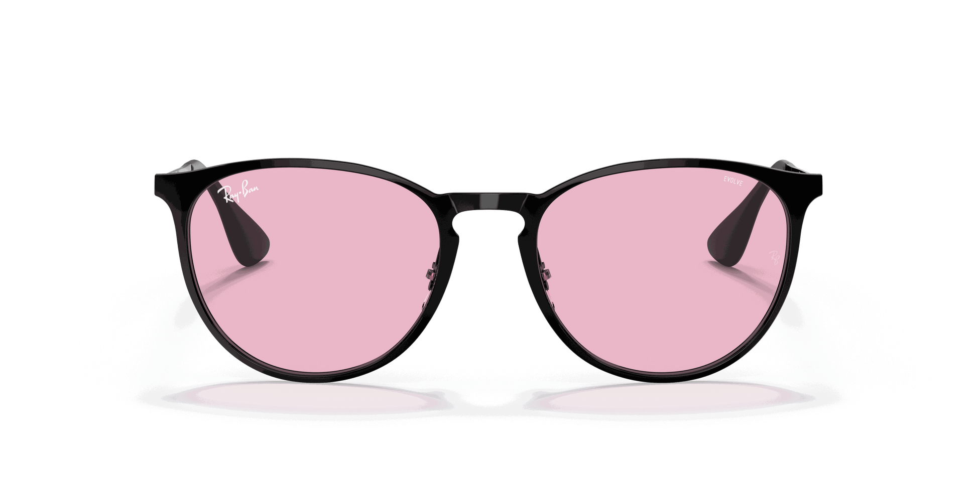 [Photochromic Pink Gradient Blue Lenses, Polished Black Frame]