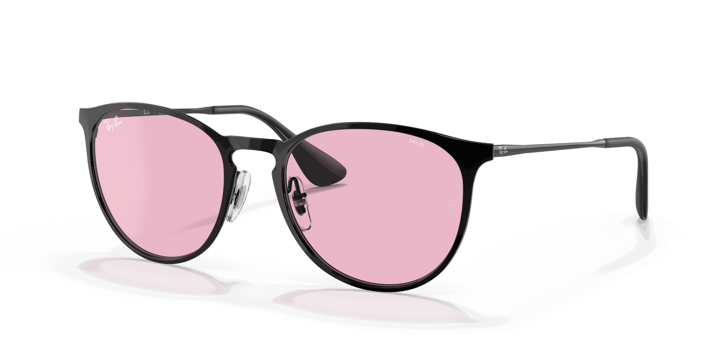 [Photochromic Pink Gradient Blue Lenses, Polished Black Frame]