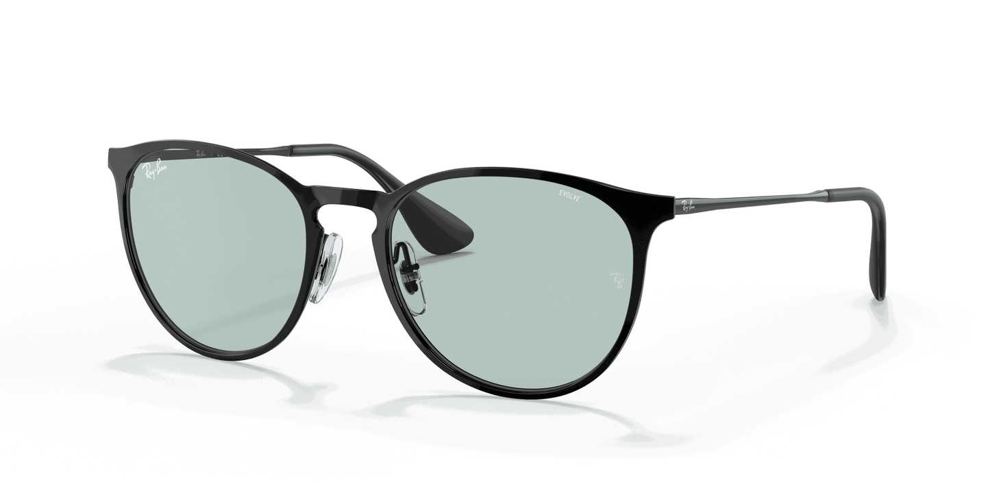 [Photochromic Green Gradient Blue Lenses, Polished Black Frame]
