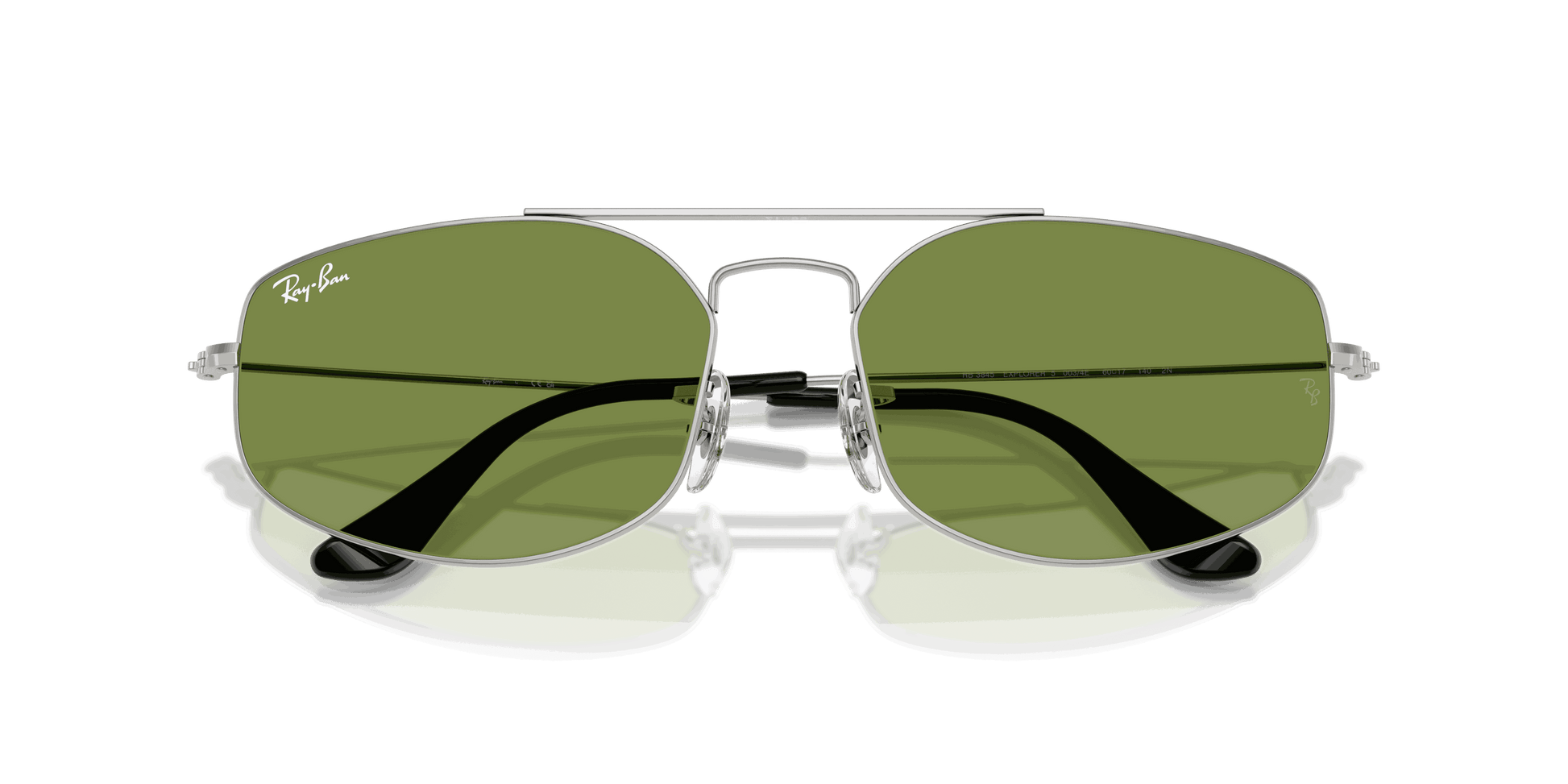 [Green Lenses, Polished Silver Frame]