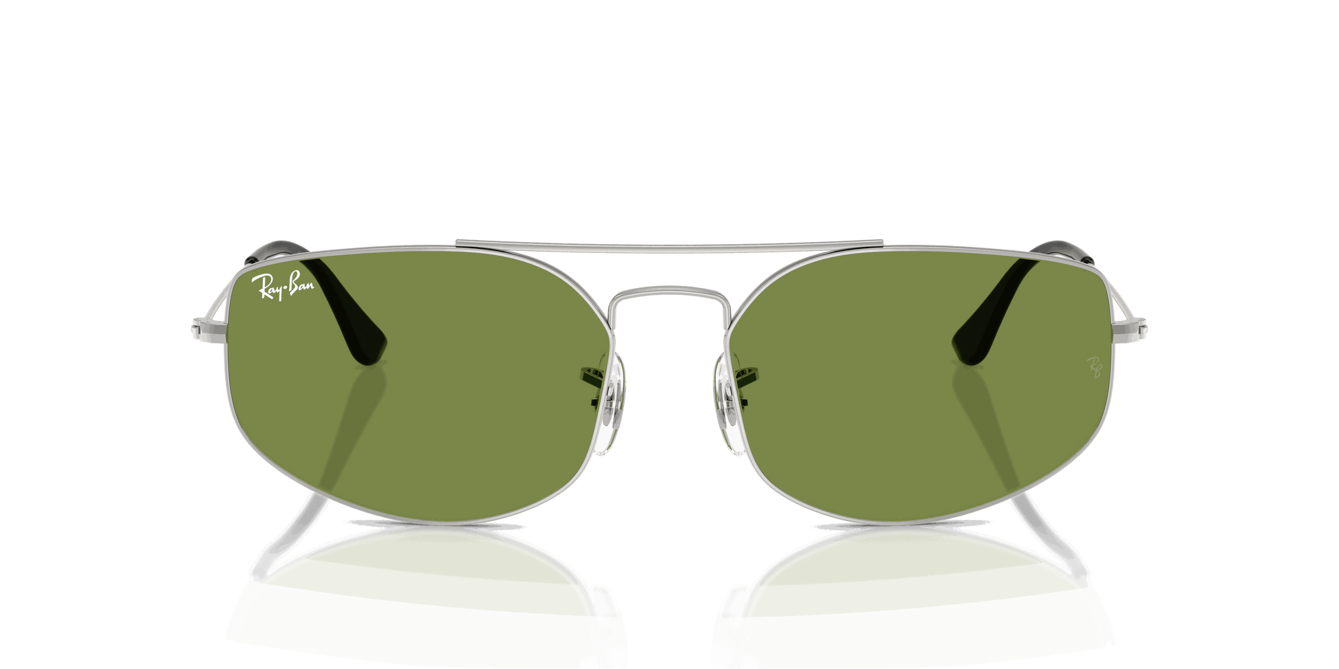 [Green Lenses, Polished Silver Frame]