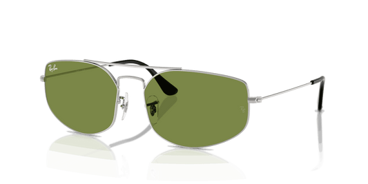 [Green Lenses, Polished Silver Frame]