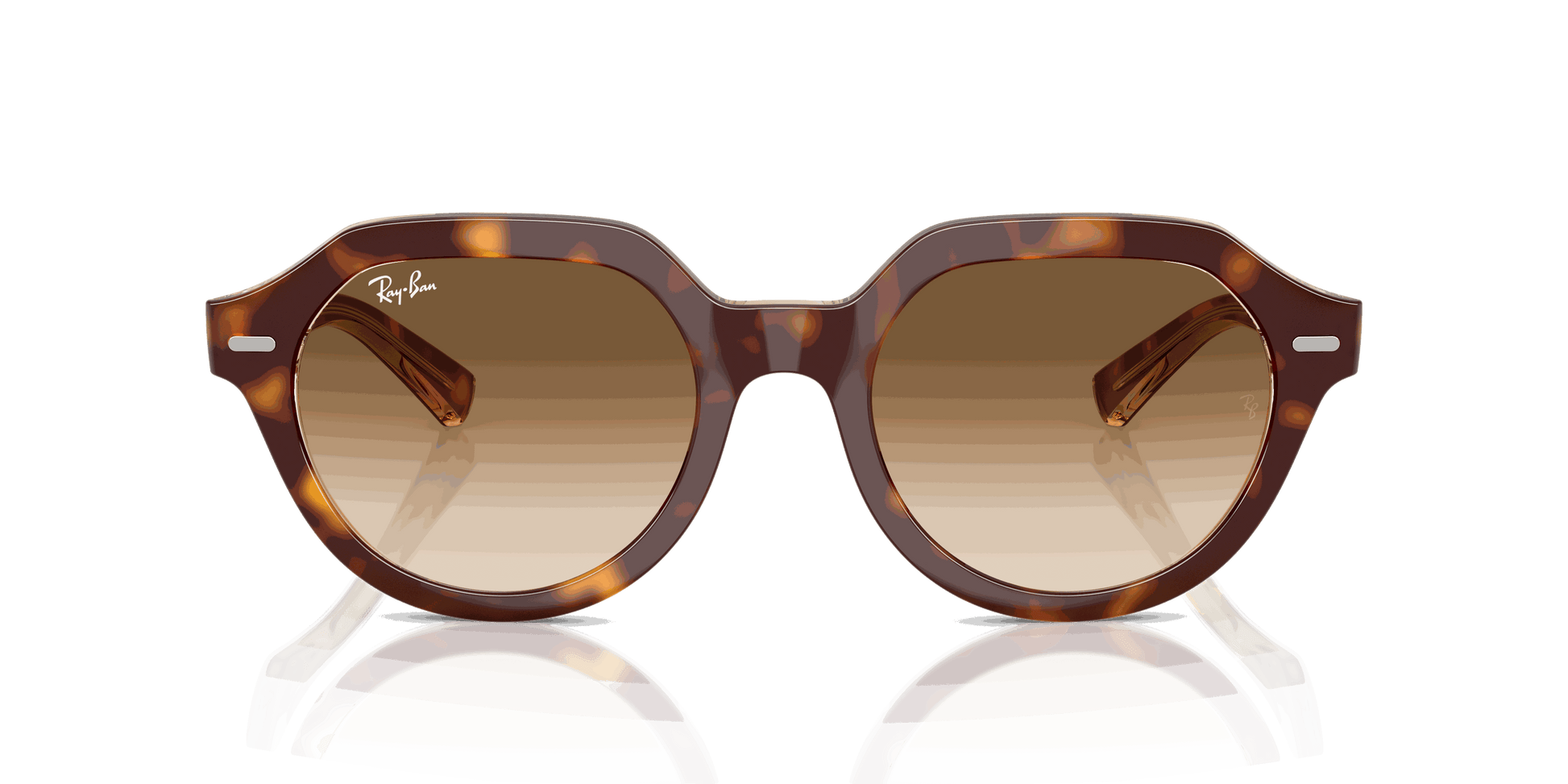 [Clear Gradient Brown Lenses, Polished Light Havana On Multicolor Frame]
