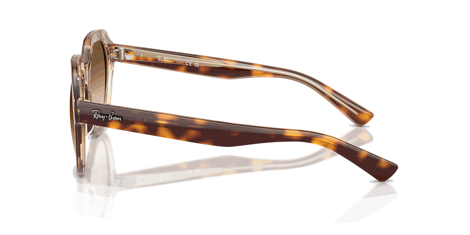 [Clear Gradient Brown Lenses, Polished Light Havana On Multicolor Frame]