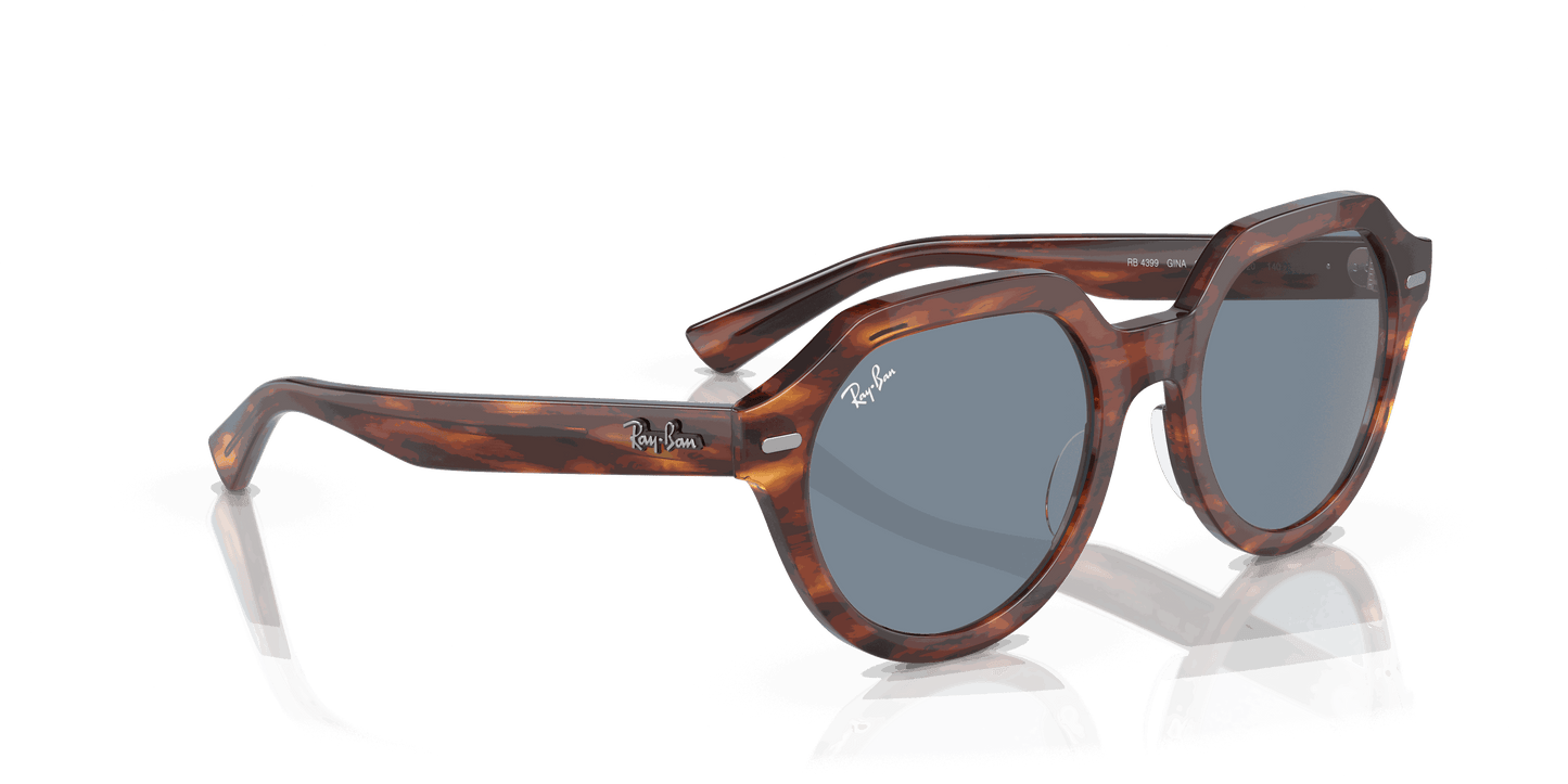[Blue Lenses, Polished Striped Havana Frame]