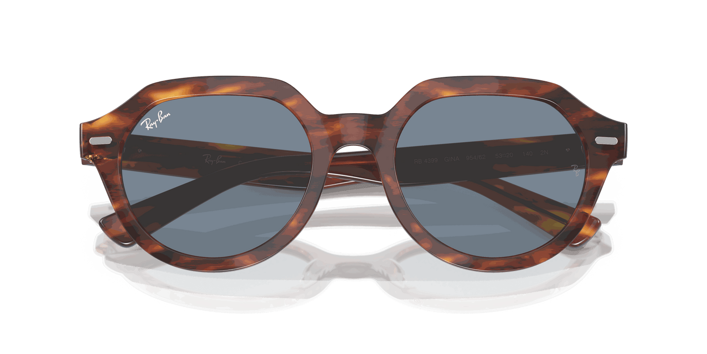 [Blue Lenses, Polished Striped Havana Frame]