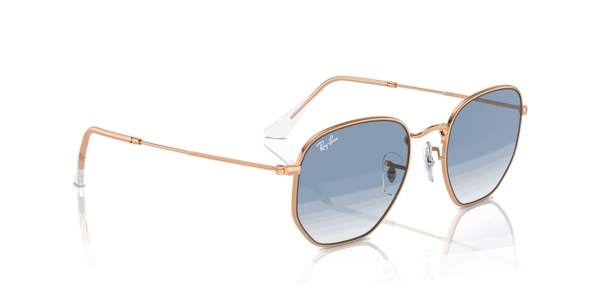 [Clear & Blue Lenses, Polished Rose Gold Frame]