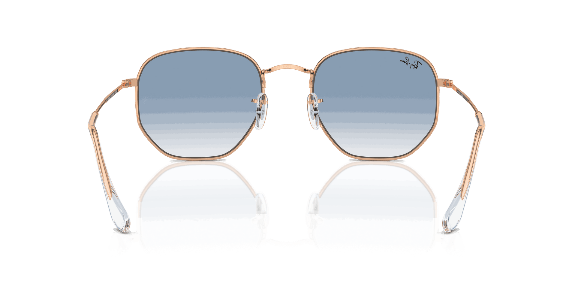 [Clear & Blue Lenses, Polished Rose Gold Frame]