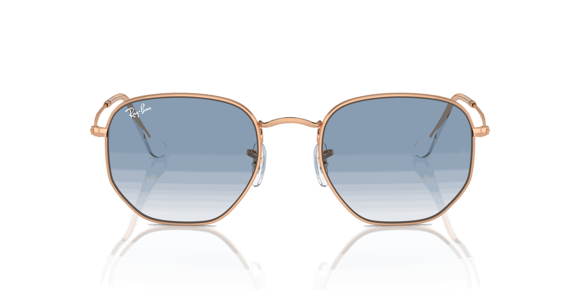 [Clear & Blue Lenses, Polished Rose Gold Frame]