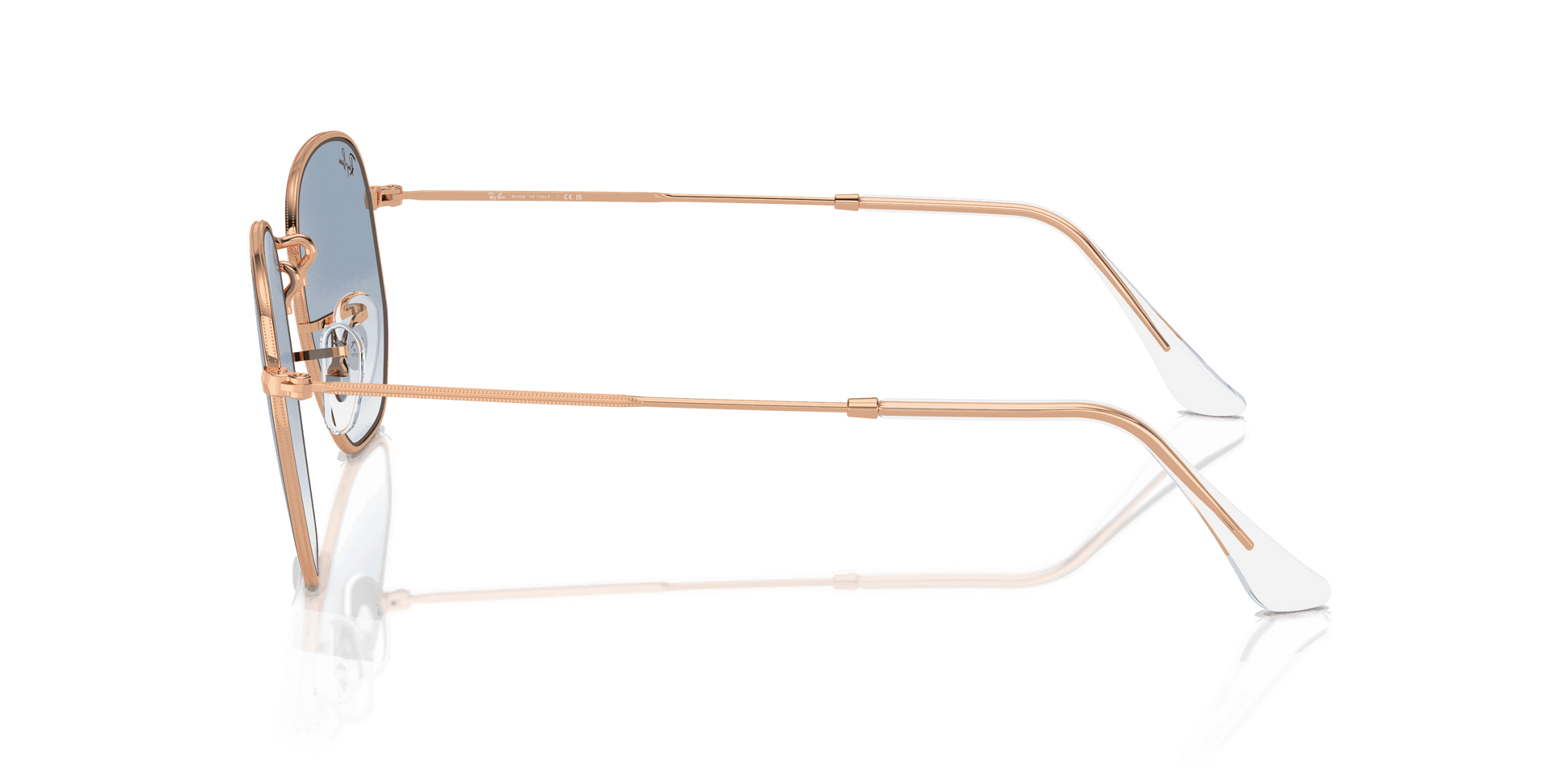 [Clear & Blue Lenses, Polished Rose Gold Frame]