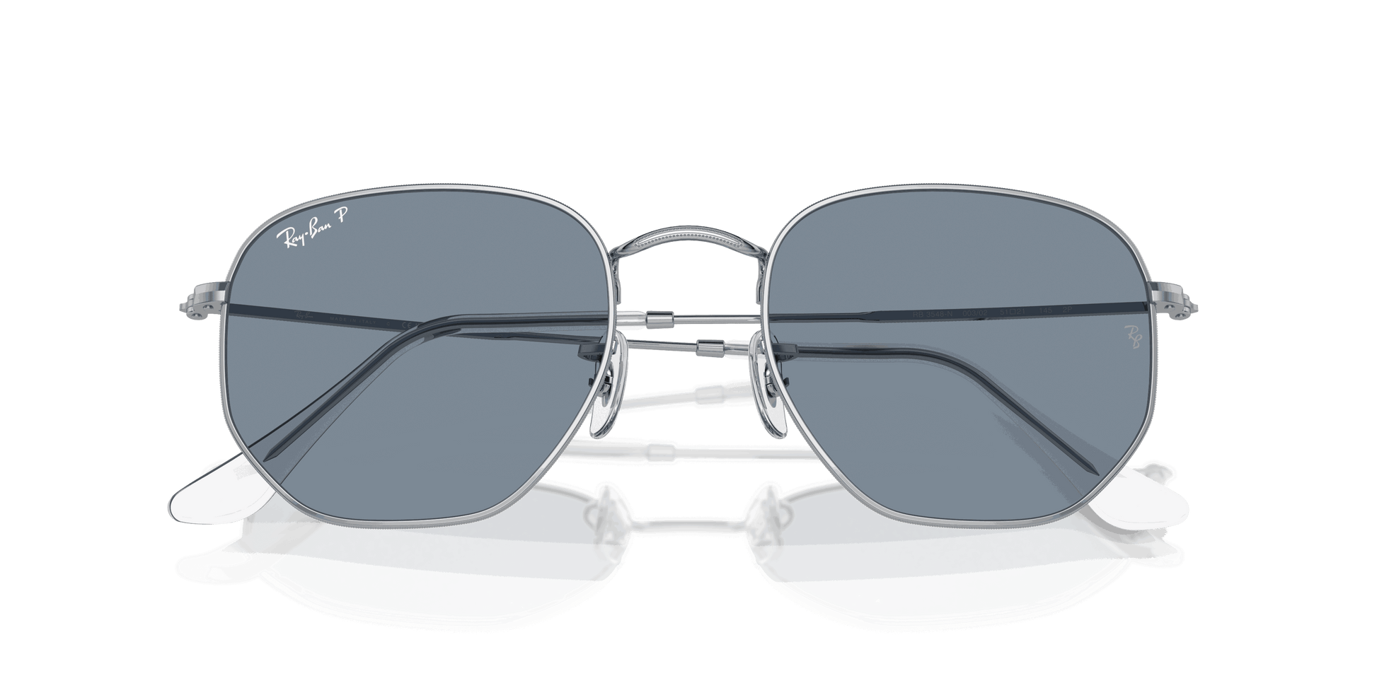 [Blue Lenses, Polished Silver Frame]