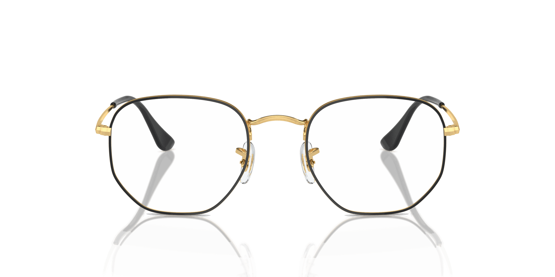 [Clear Lenses, Polished Black On Gold Frame]