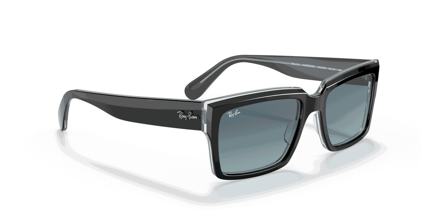 [Blue Gradient Lenses, Polished Black On Transparent Frame]