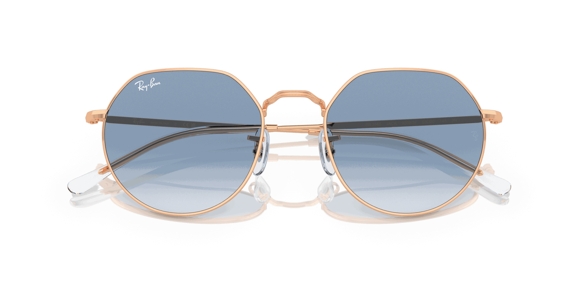 [Clear & Blue Lenses, Polished Rose Gold Frame]