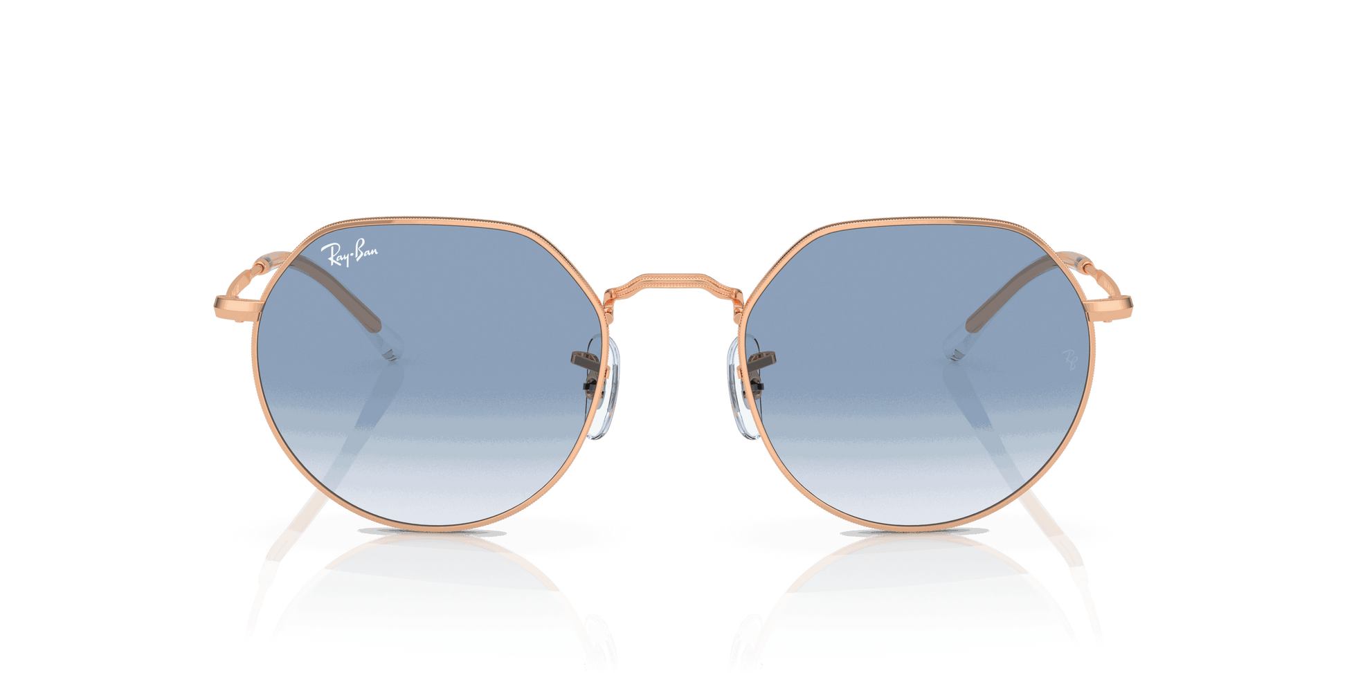 [Clear & Blue Lenses, Polished Rose Gold Frame]