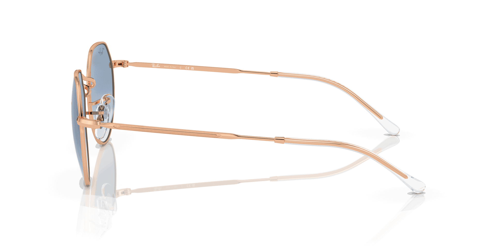 [Clear & Blue Lenses, Polished Rose Gold Frame]