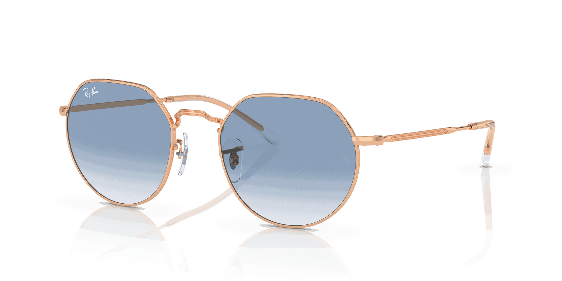 [Clear & Blue Lenses, Polished Rose Gold Frame]
