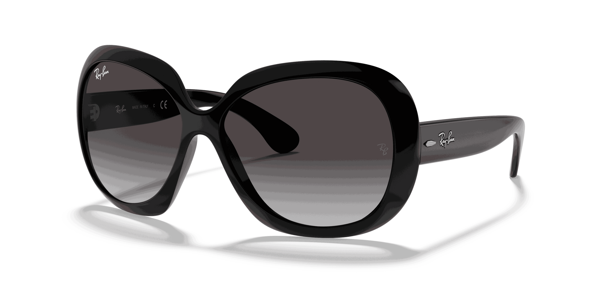 [Grey Gradient Lenses, Polished Black Frame]
