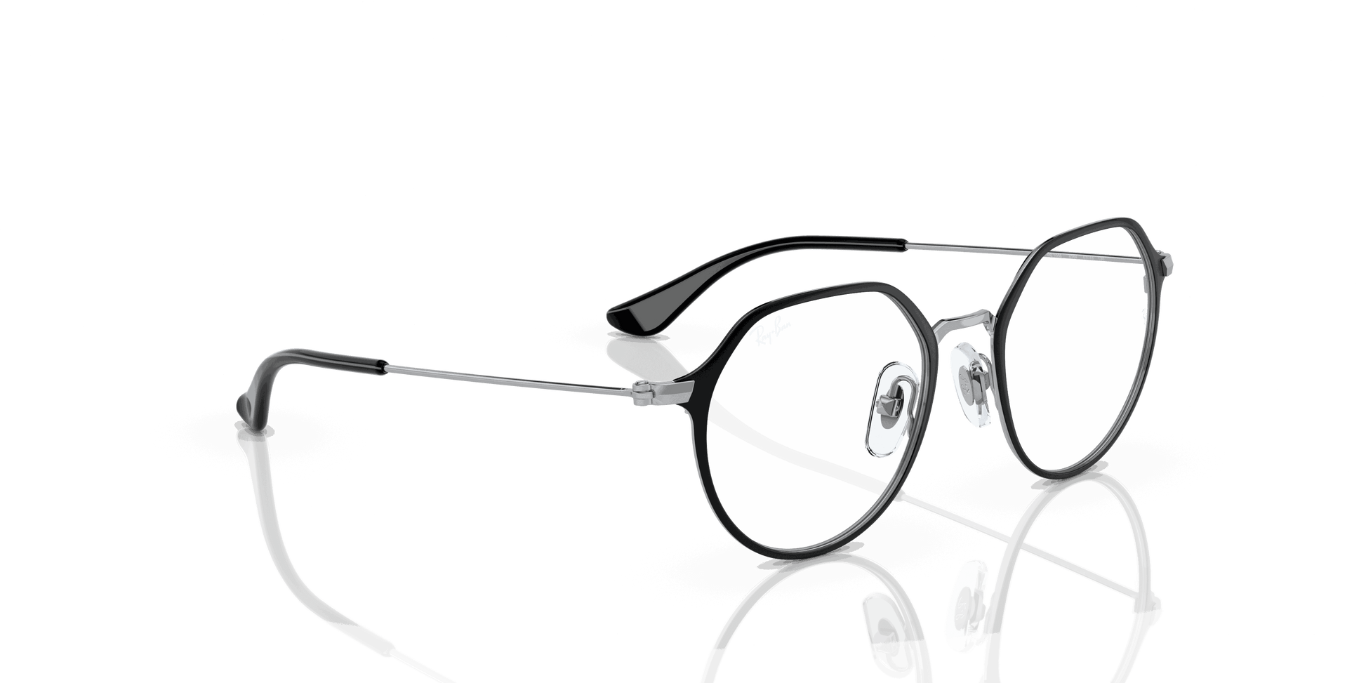 [Clear Lenses, Polished Black On Silver Frame]