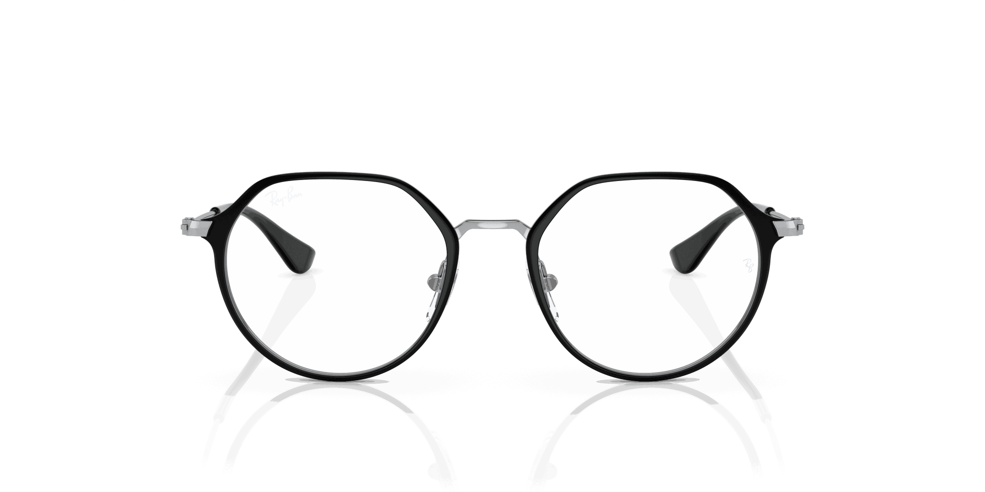 [Clear Lenses, Polished Black On Silver Frame]