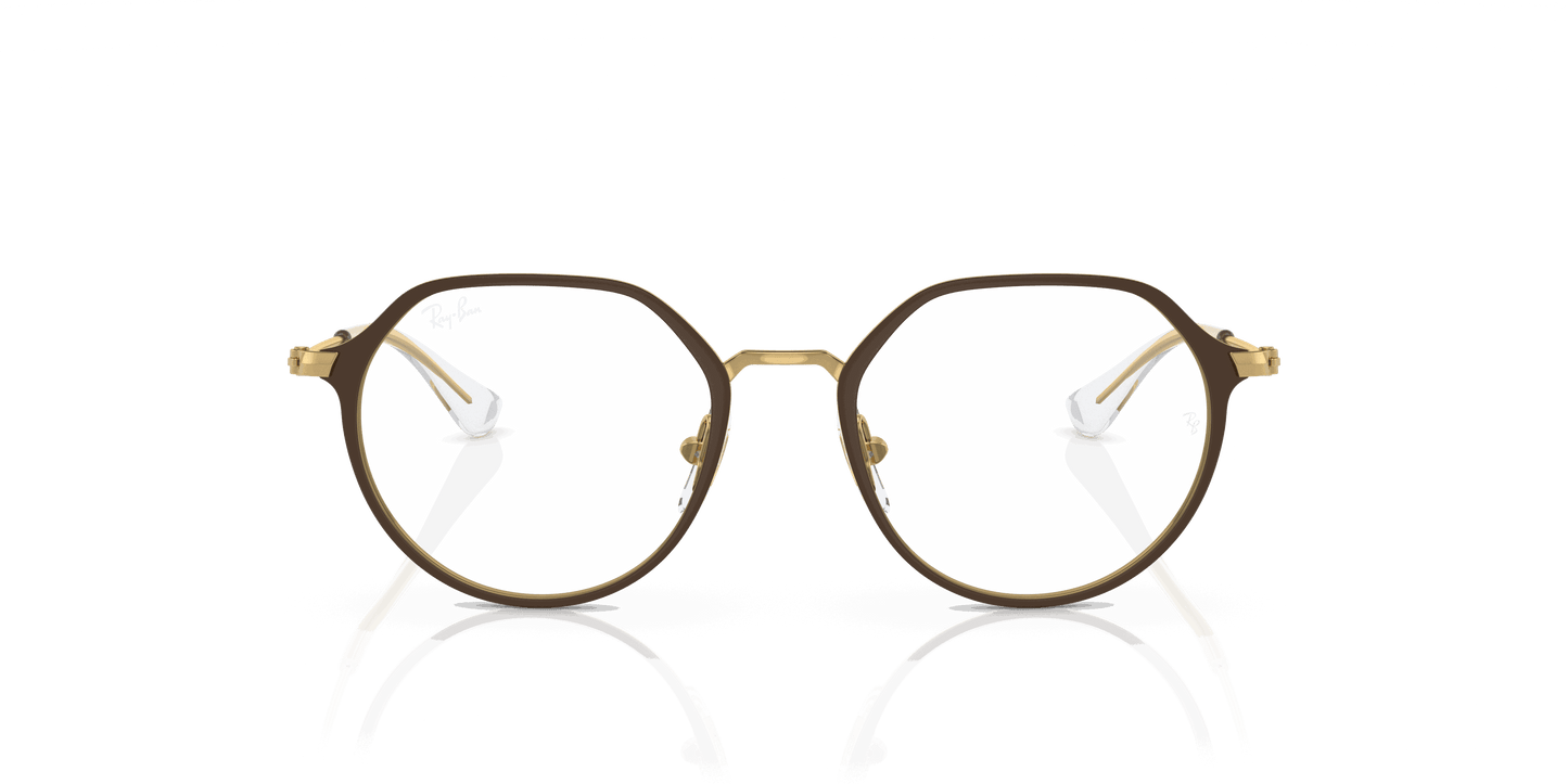 [Clear Lenses, Matte Brown On Gold Frame]