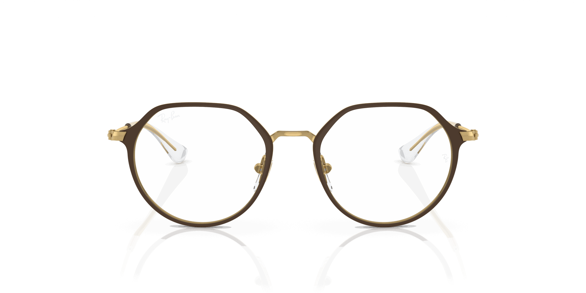 [Clear Lenses, Matte Brown On Gold Frame]