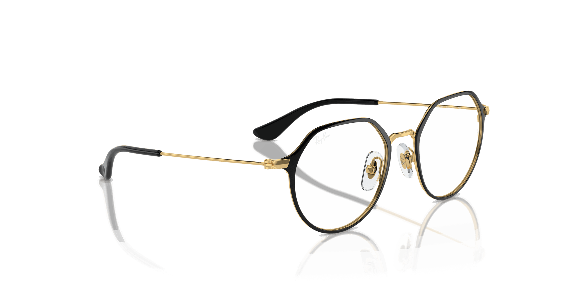[Clear Lenses, Polished Black On Gold Frame]