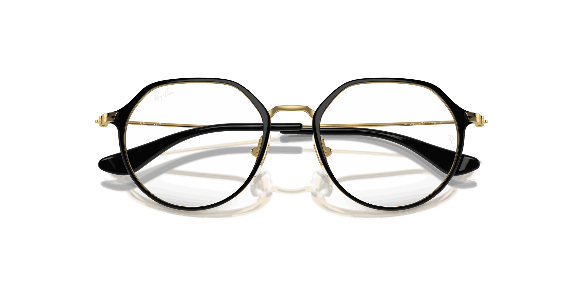 [Clear Lenses, Polished Black On Gold Frame]