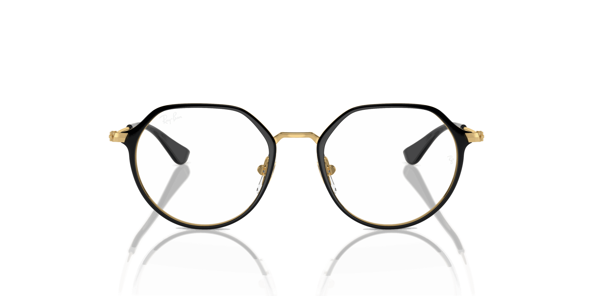 [Clear Lenses, Polished Black On Gold Frame]