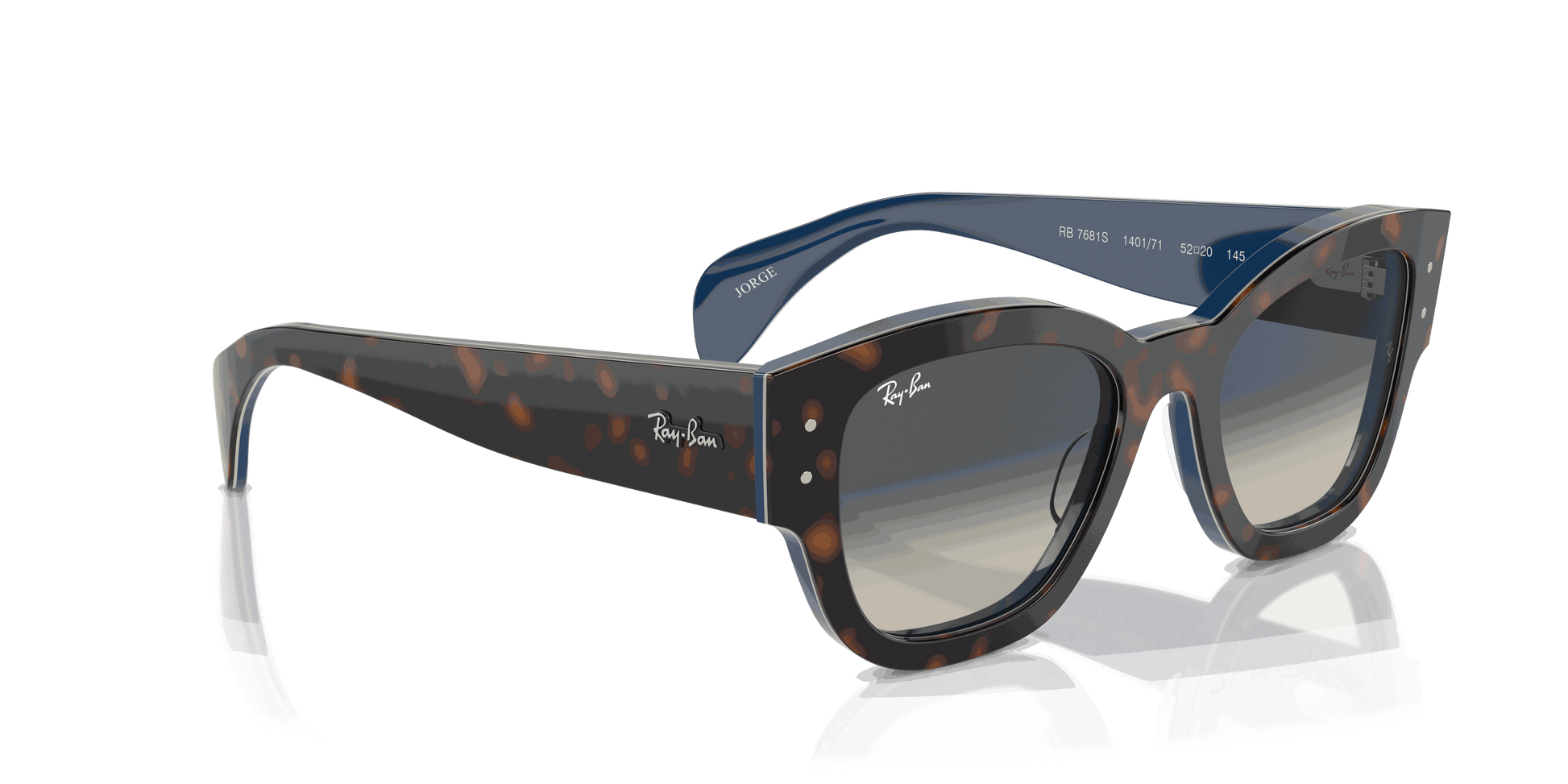 [Grey Lenses, Polished Havana Grey On Blue Frame]