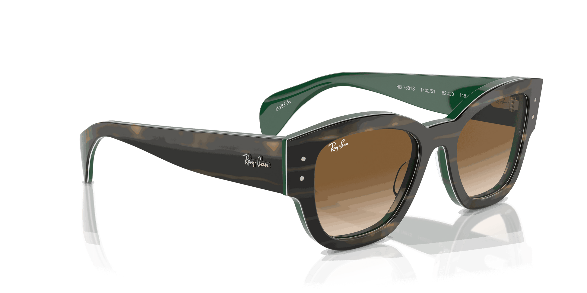 [Clear & Brown Lenses, Polished Striped Green On Green Frame]
