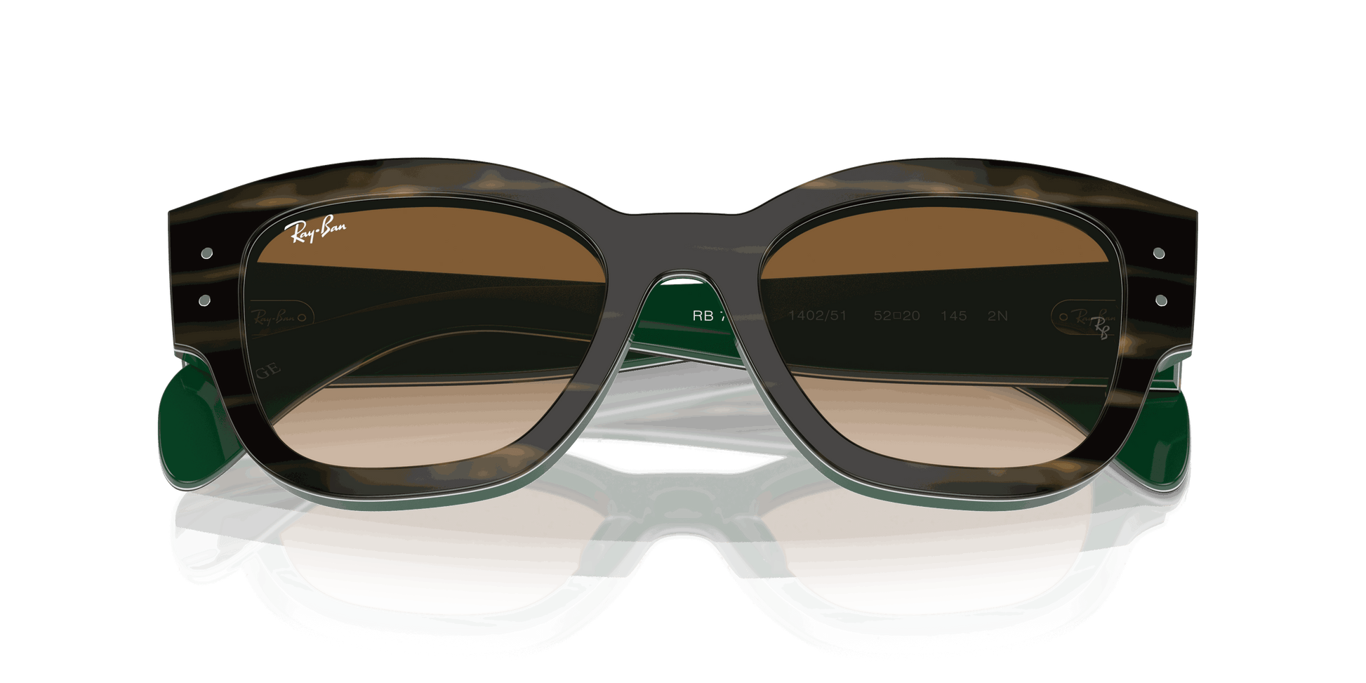[Clear & Brown Lenses, Polished Striped Green On Green Frame]