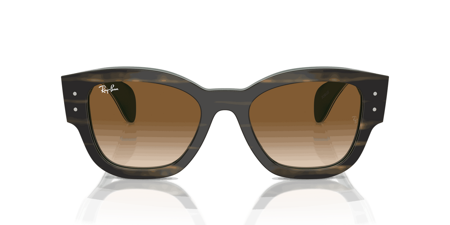 [Clear & Brown Lenses, Polished Striped Green On Green Frame]