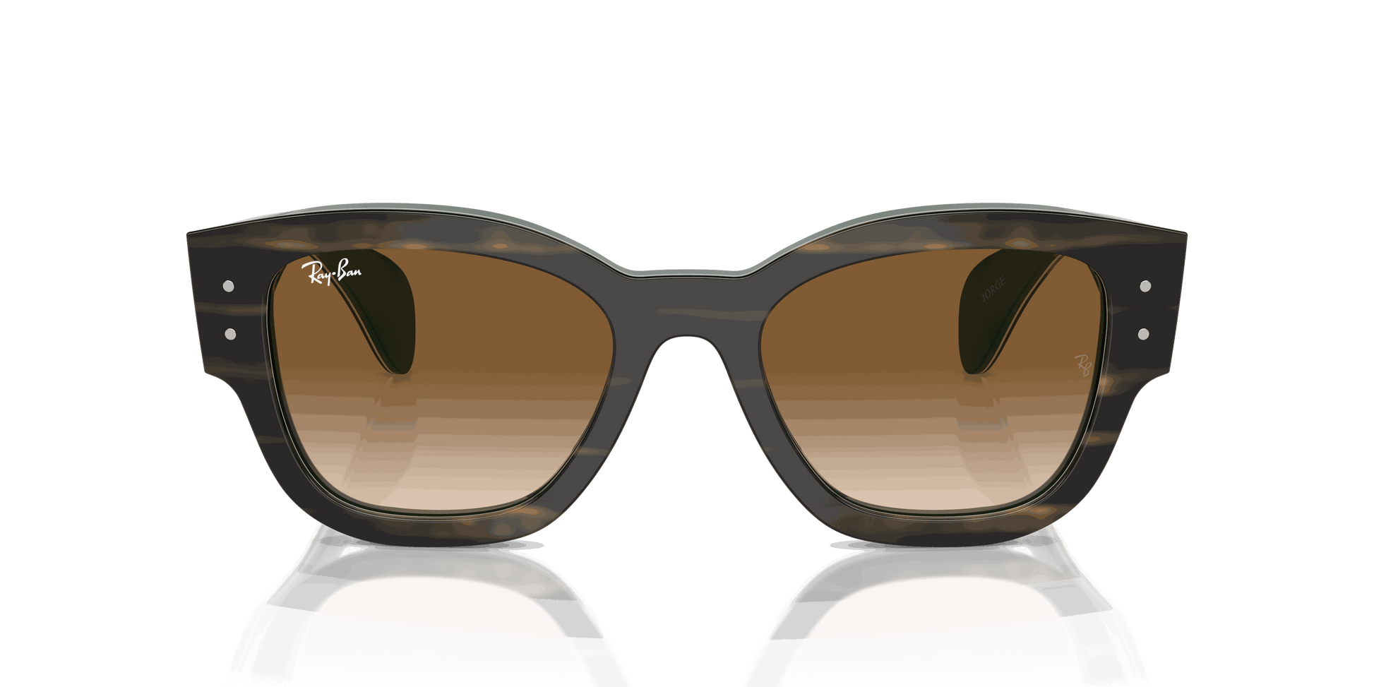[Clear & Brown Lenses, Polished Striped Green On Green Frame]