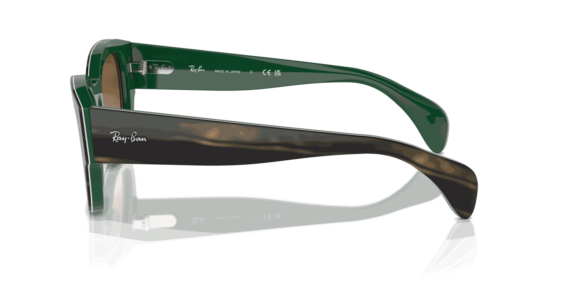[Clear & Brown Lenses, Polished Striped Green On Green Frame]