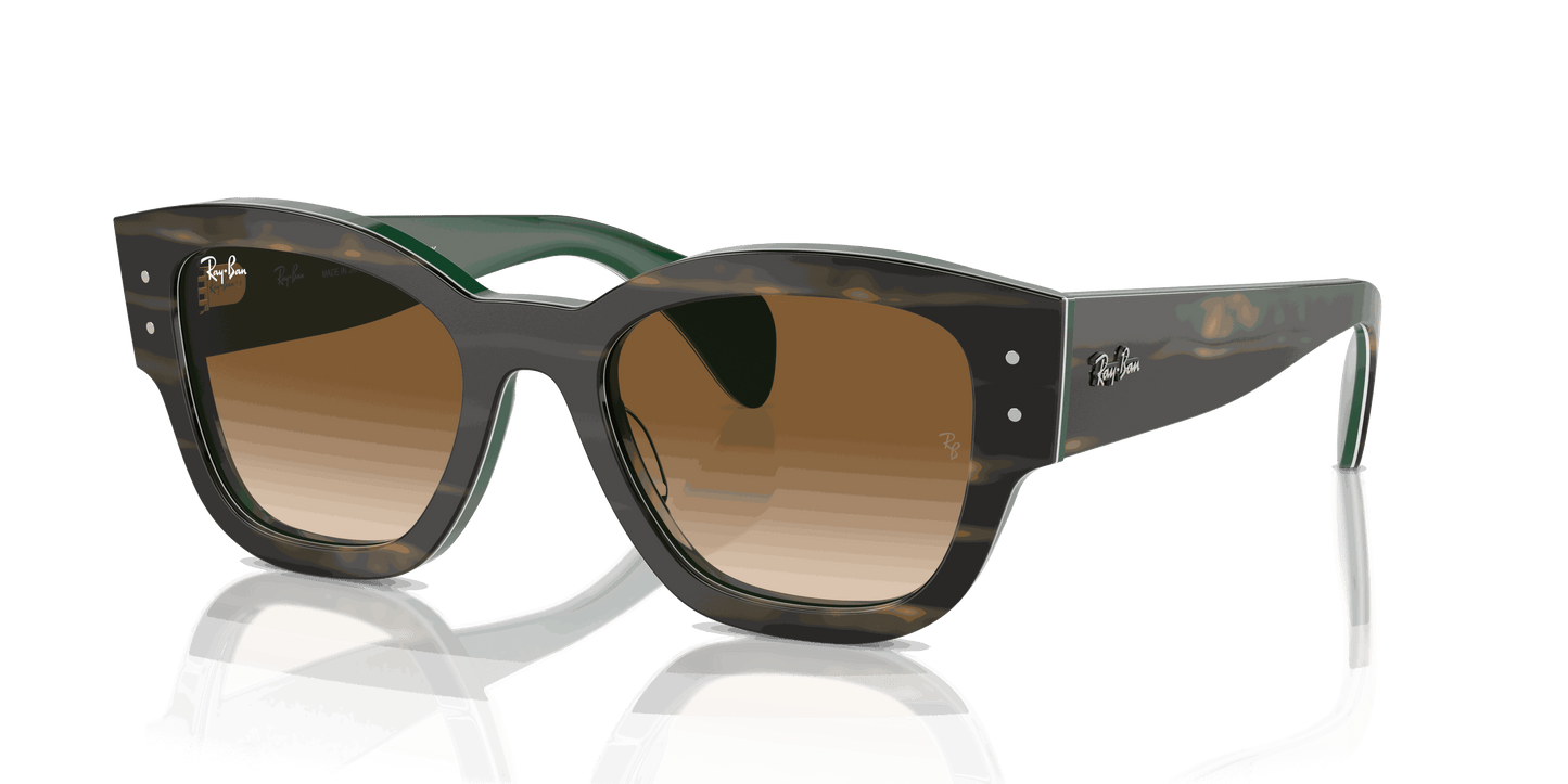 [Clear & Brown Lenses, Polished Striped Green On Green Frame]