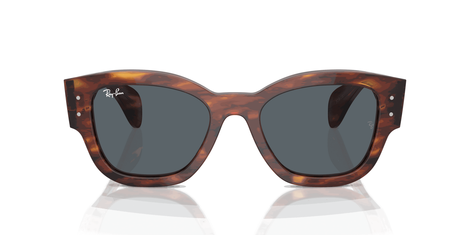 [Blue Lenses, Polished Striped Havana Frame]