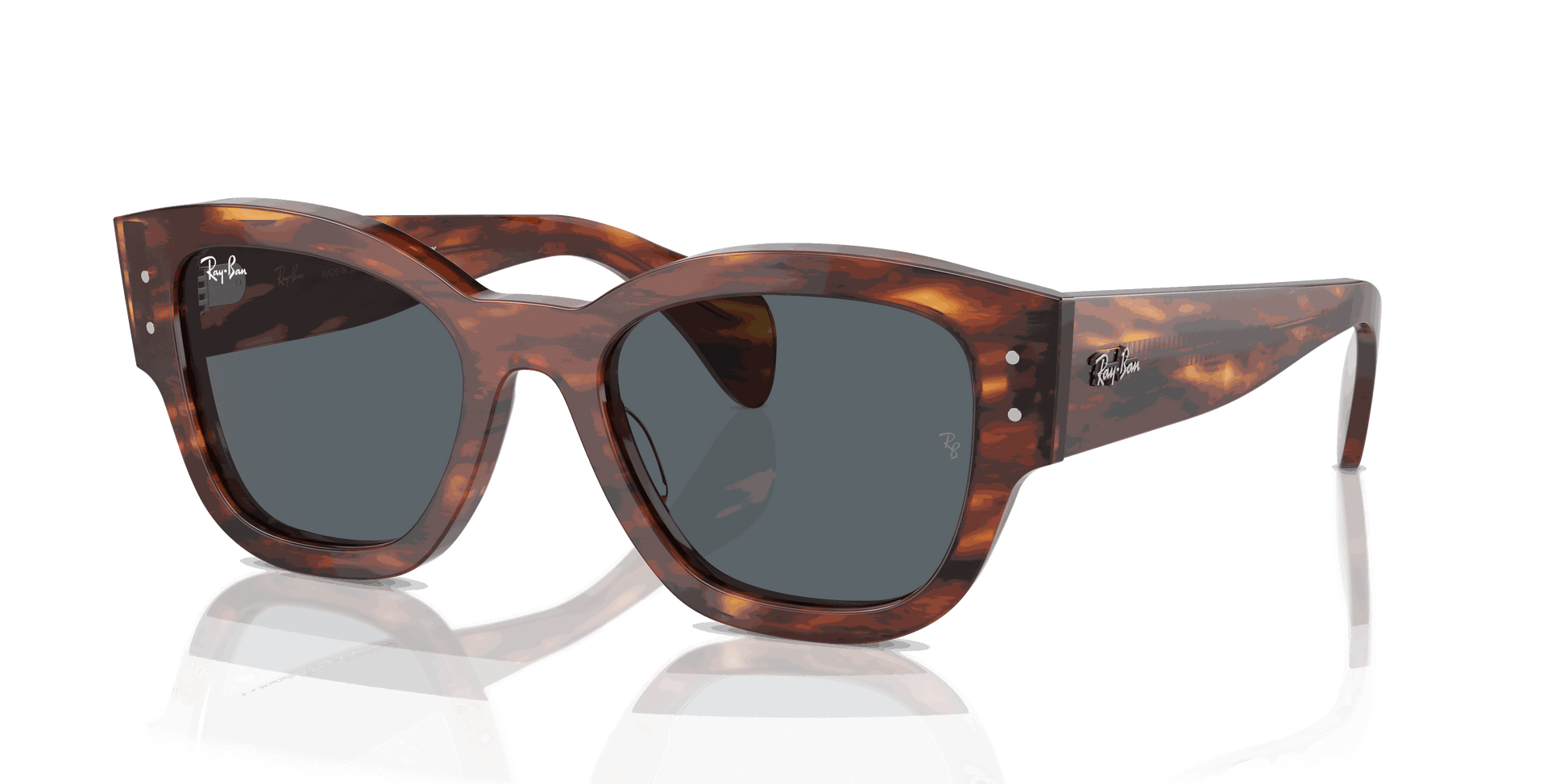 [Blue Lenses, Polished Striped Havana Frame]