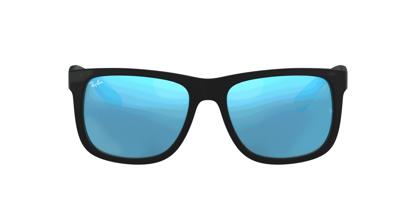 [Blue Mirror Lenses, Matte Rubber Black Frame]