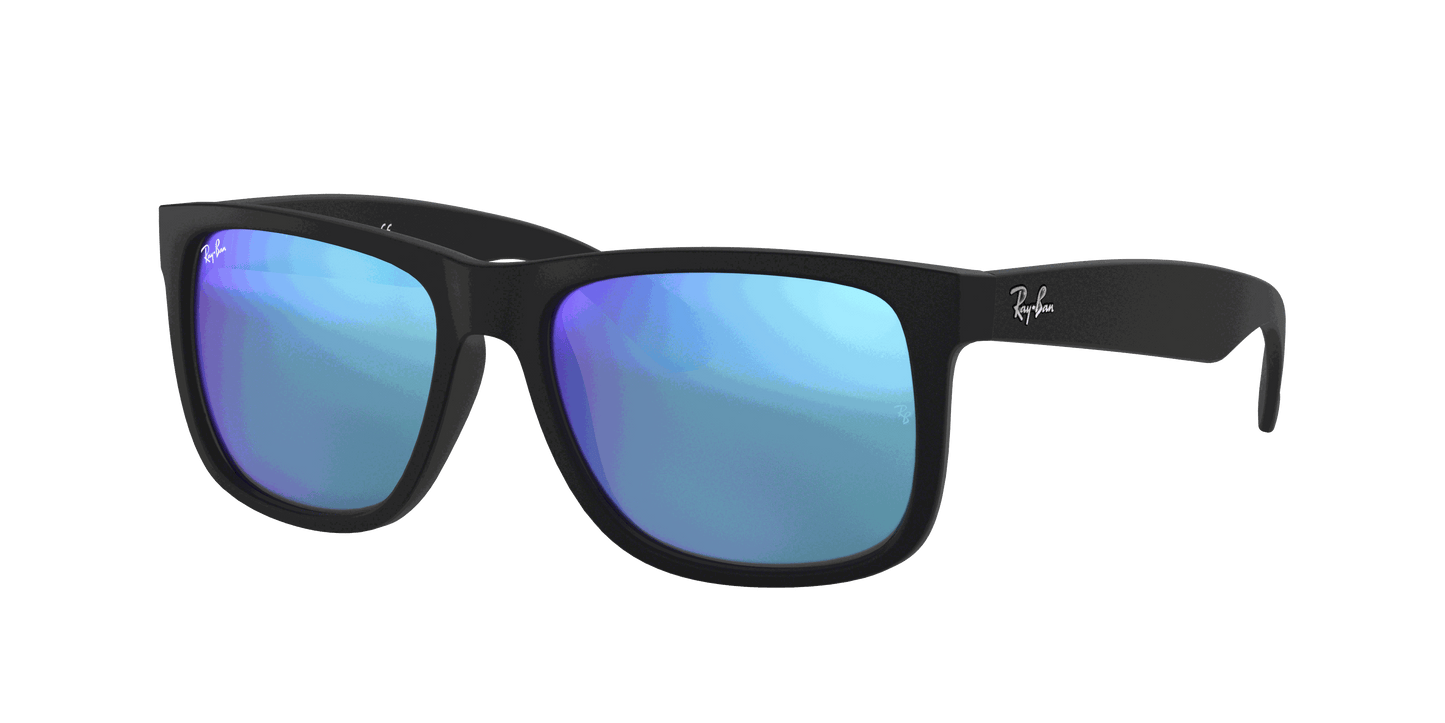 [Blue Mirror Lenses, Matte Rubber Black Frame]