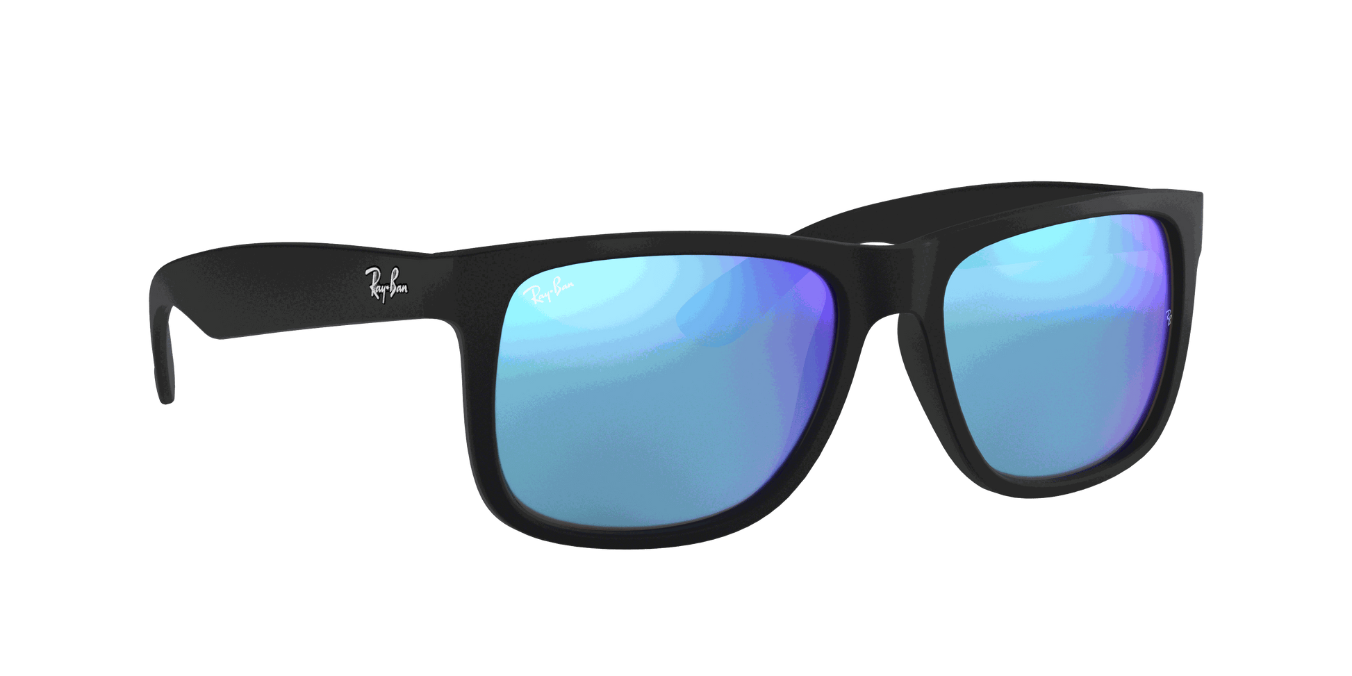 [Blue Mirror Lenses, Matte Rubber Black Frame]