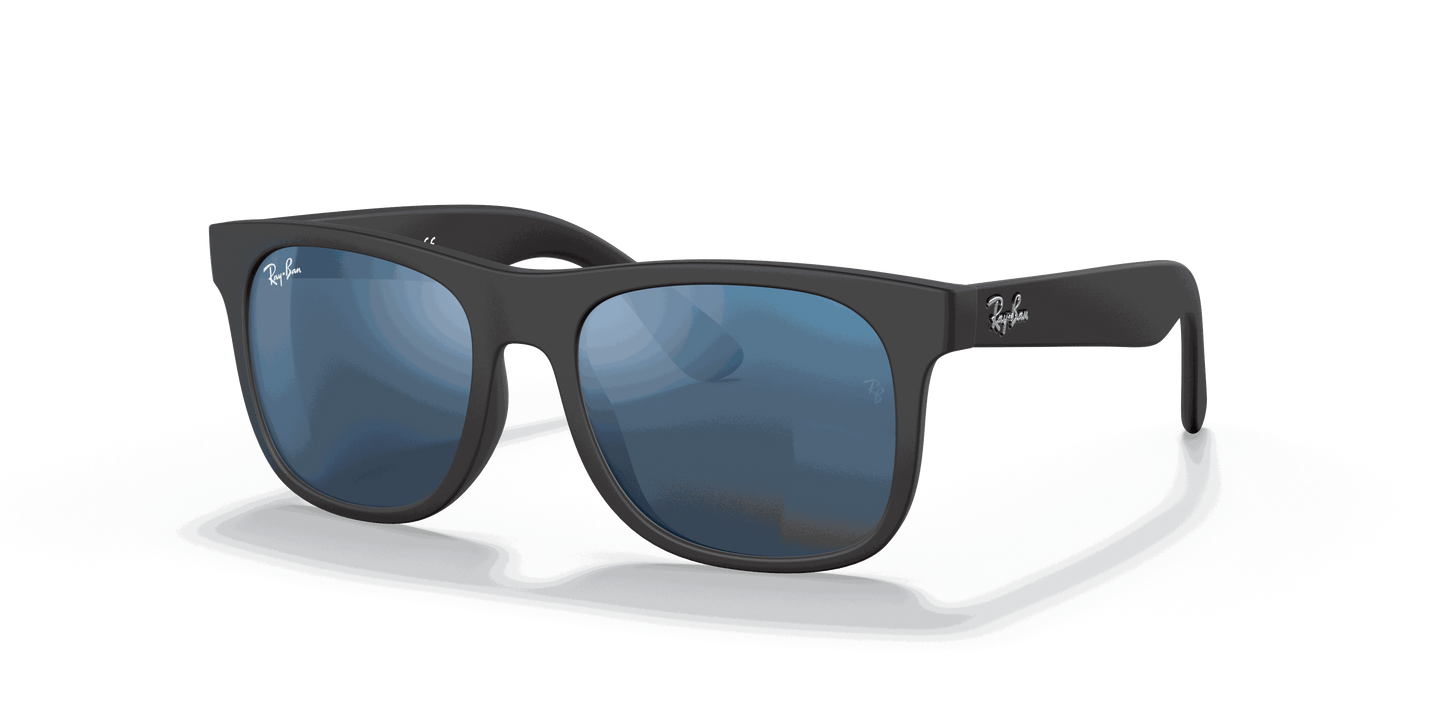 [Blue Mirror Lenses, Matte Rubber Black Frame]